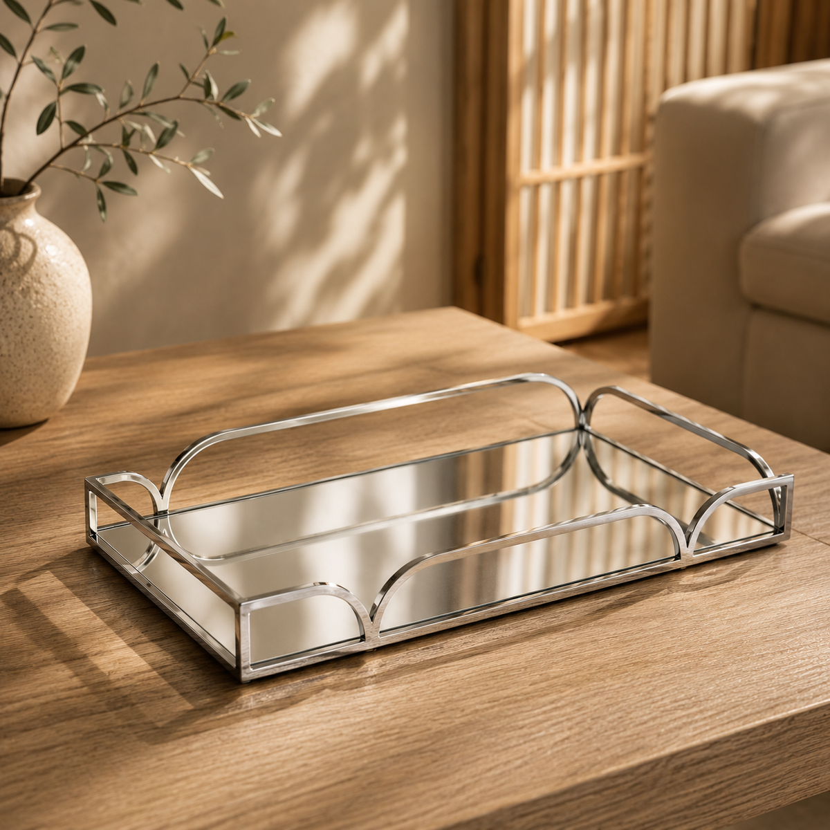 Bandeja em Metal Espelhada Cromada P 28cm