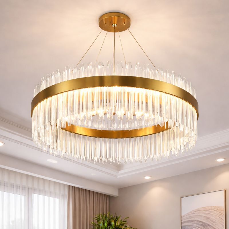 Lustre Pendente de Luxo em Cristais de Vidro Bellagio Ledz