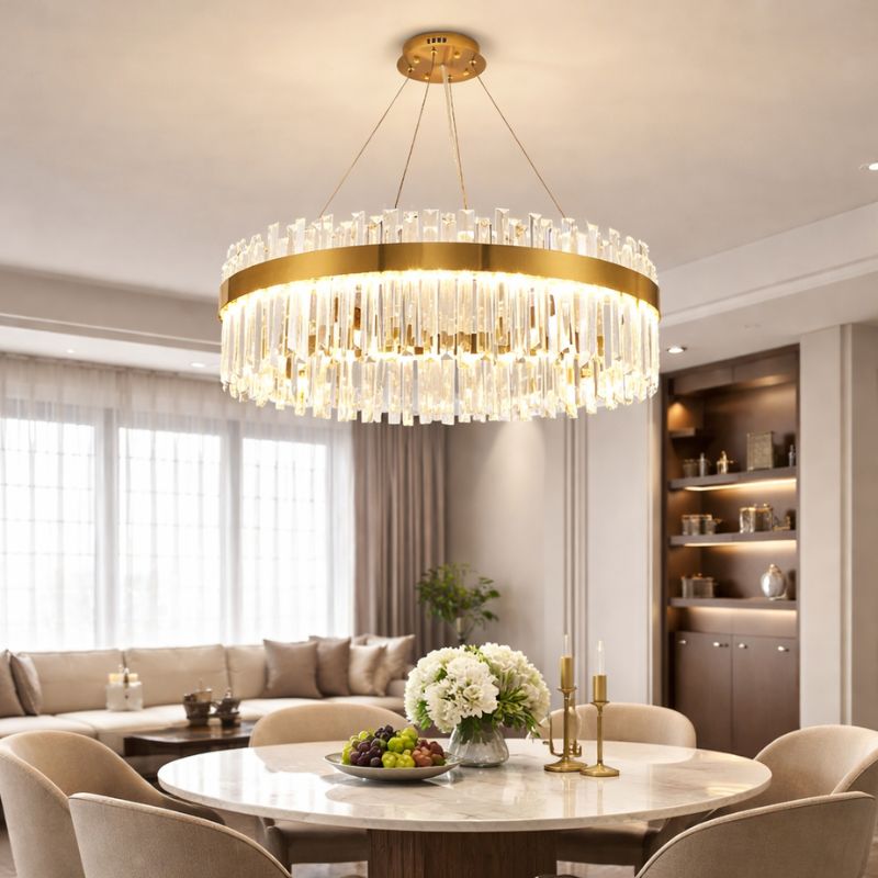 Lustre Pendente de Luxo em Cristais de Vidro Bellagio Ledz