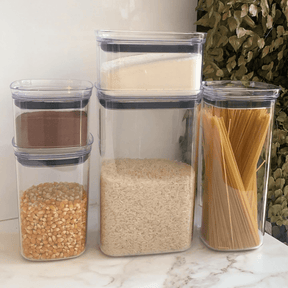 Pote Porta Mantimento Organizador Quadrado com Tampa Hermética Natural Block  2 Litros