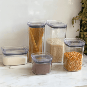 Pote Porta Mantimento Organizador Quadrado com Tampa Hermética Natural Block  2 Litros