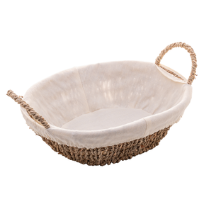 Cesta Oval de Sisal com Forro em Tecido 27cm