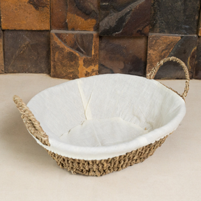 Cesta Oval de Sisal com Forro em Tecido 27cm