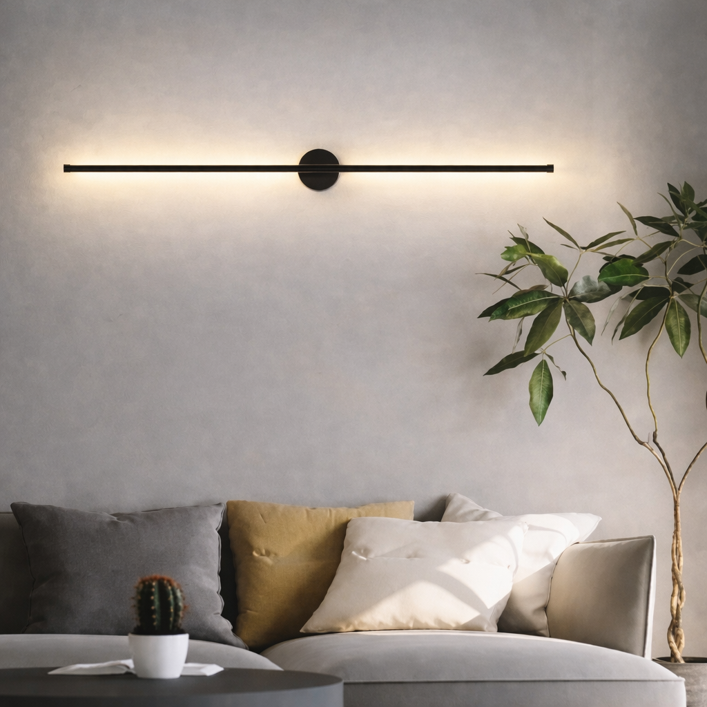 Luminária Arandela de Parede Nordico LED - Dourado/Preto - 60cm/100cm