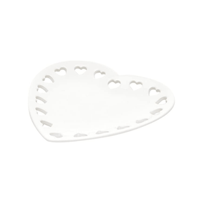 Travessa De Cerâmica Coração Branco - 18 x 17,2 cm