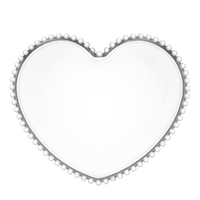 Prato de Cristal Coração Pearl Bolinha - 25 cm