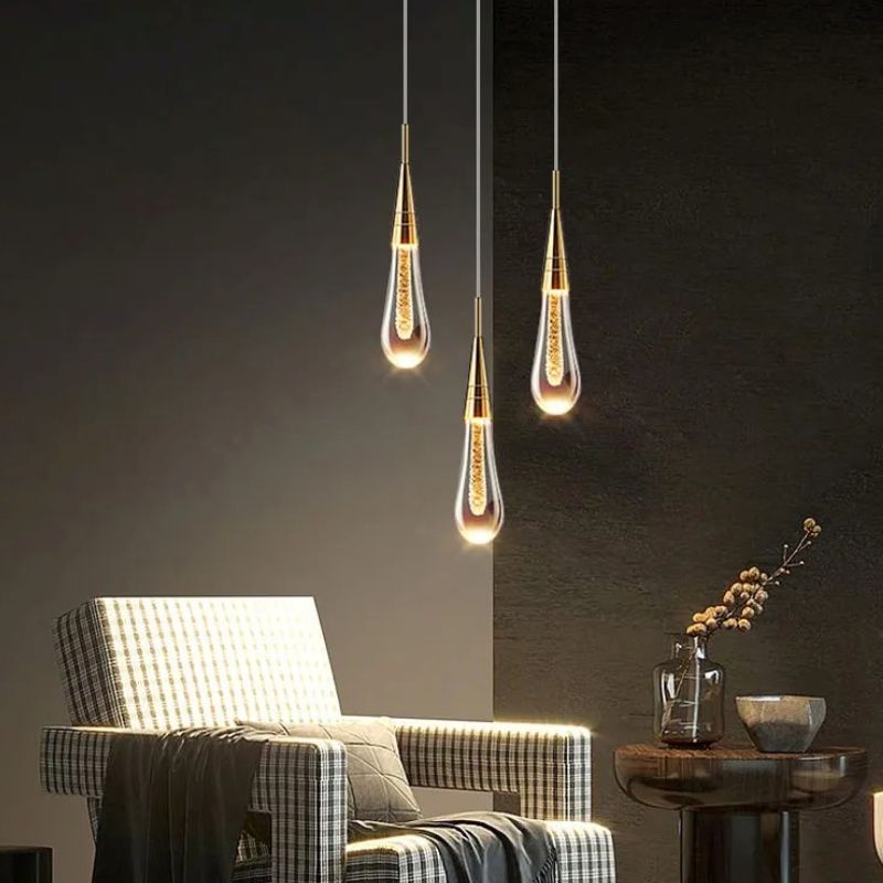 Lustre Pendente de Luxo Led - Gota D'Agua - 1/2/3/5 Pendentes
