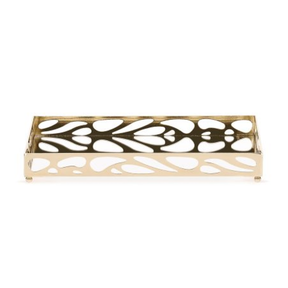 Bandeja em Metal Espelhada Leaf Dourada 24cm