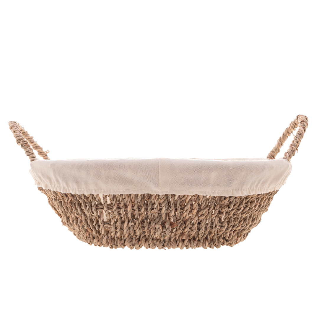 Cesta Oval de Sisal com Forro em Tecido 27cm
