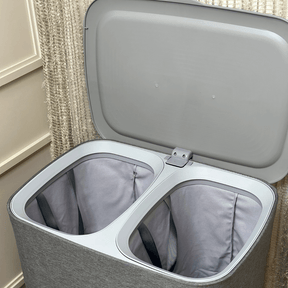 Cesto de Roupas Duplo Premium Cinza 90 Litros