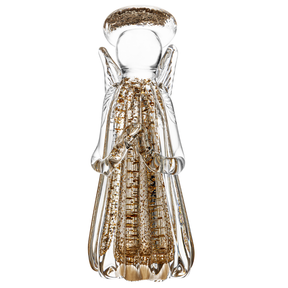 Escultura Anjo de Vidro Dourado 20cm