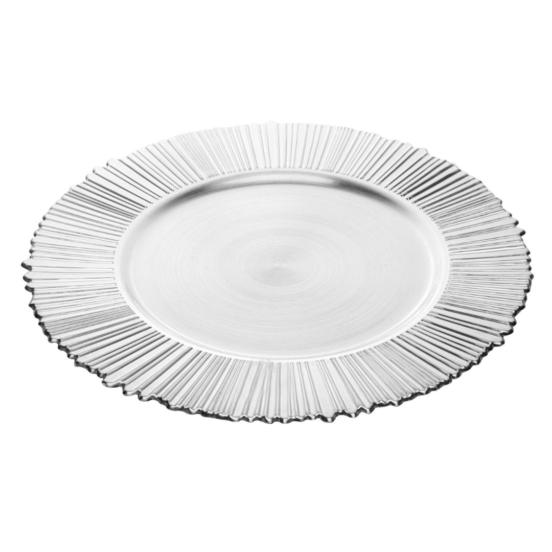 Sousplat de Plástico Solar Prata 33cm