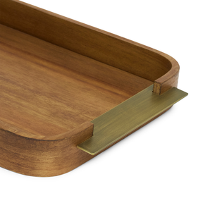 Bandeja em MDF e Metal Marrom 45,5cm G