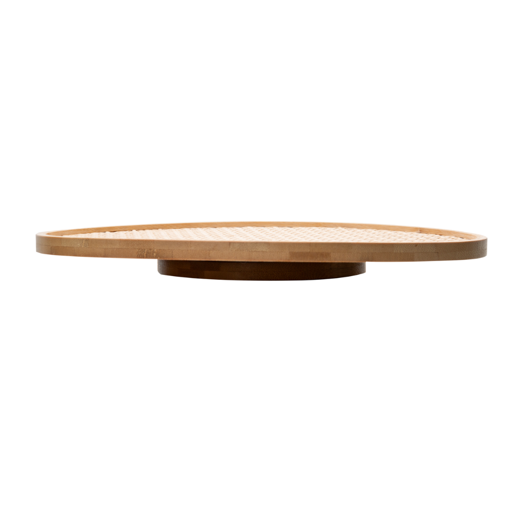 Bandeja Giratória de Bambu com Fundo de Treliça 30cm
