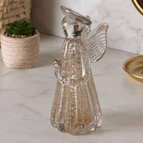 Escultura Anjo de Vidro Dourado 20cm