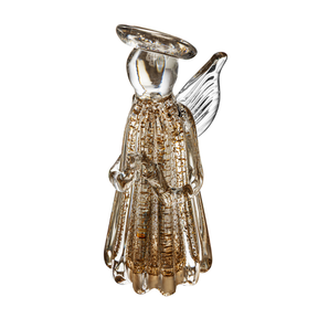 Escultura Anjo de Vidro Dourado 20cm