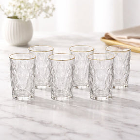 Jogo 6 Copos Diamond Long Drink Fio de Ouro 340ml