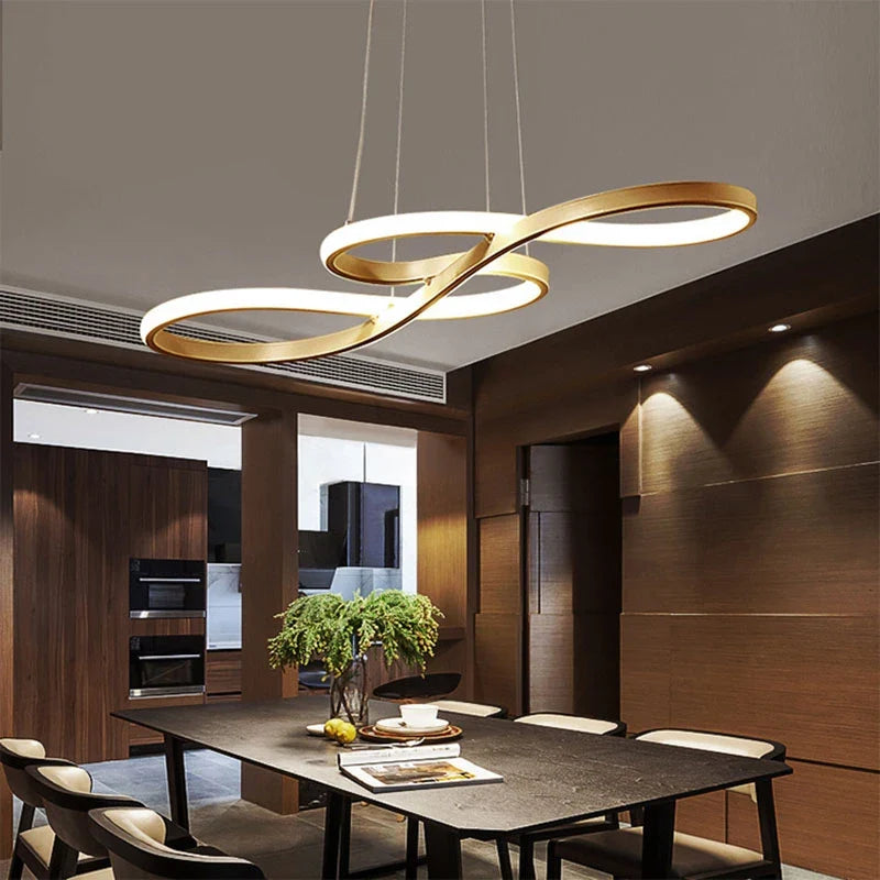 Lustre Pendente Minimalista Orgânico Nature LEDZ - Preto / Branco / Dourado – 75cm / 92cm