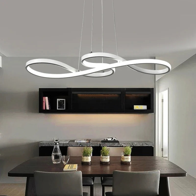 Lustre Pendente Minimalista Orgânico Nature LEDZ - Preto / Branco / Dourado – 75cm / 92cm