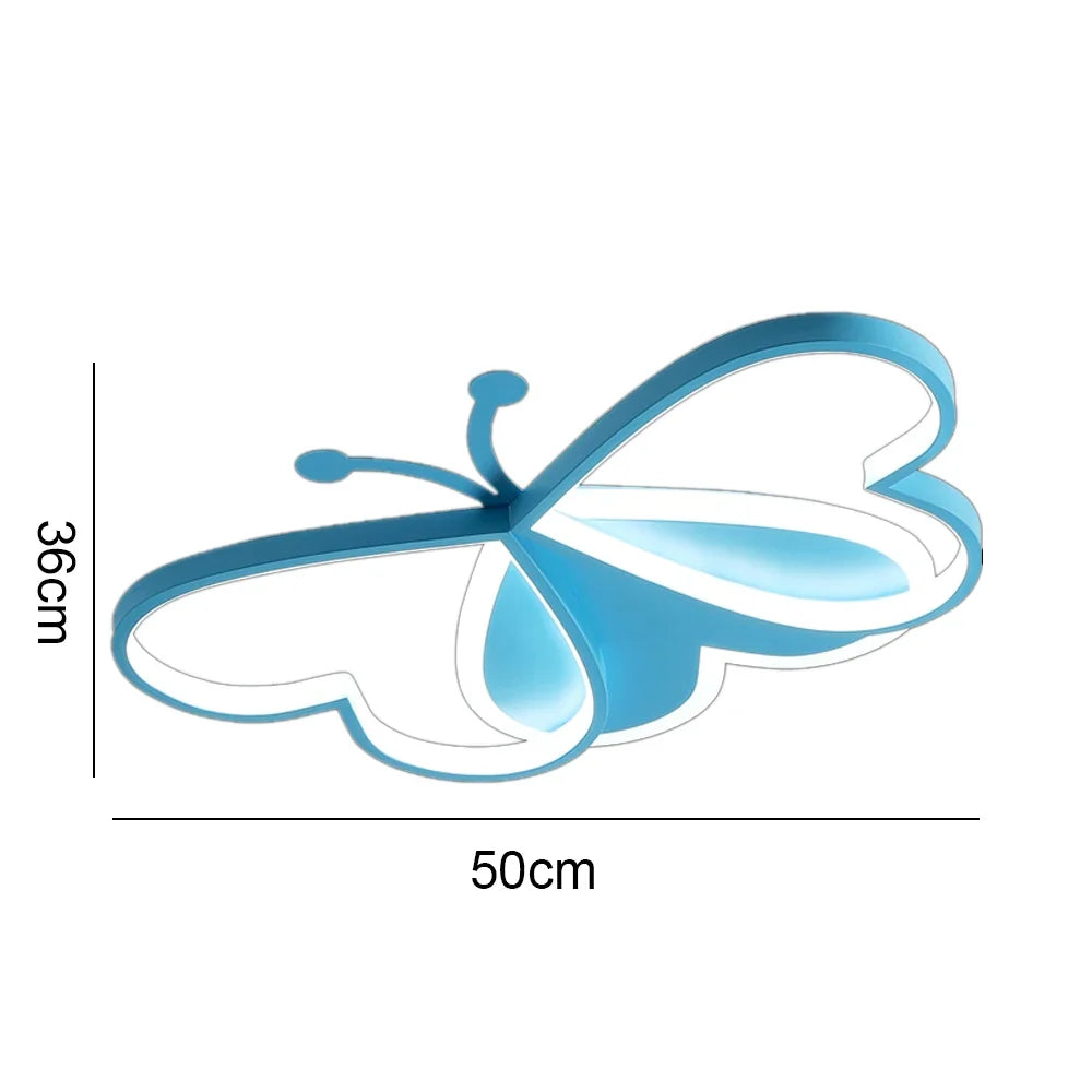 Luminária de Teto Plafon Para Quarto Infantil Borboleta Led - 50cm - Azul/Rosa