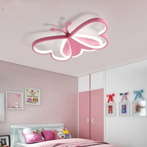 Luminária de Teto Plafon Para Quarto Infantil Borboleta Led - 50cm - Azul/Rosa