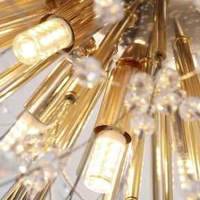 Lustre Pendente Moderno Dente de Leão Led - Dourado/Prata - 55cm