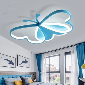 Luminária de Teto Plafon Para Quarto Infantil Borboleta Led - 50cm - Azul/Rosa