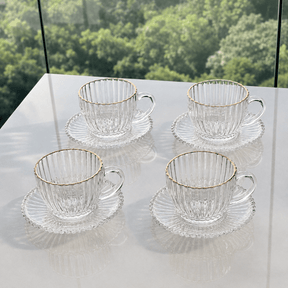 Jogo 4 Xícaras de Café em Cristal Imperatriz Fio de Ouro 110ml