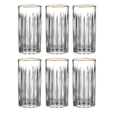 Jogo 6 Copos Altos Soho em Cristal com Fio de Ouro 350ml