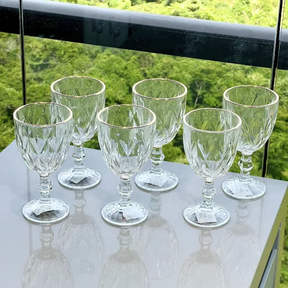 Jogo 6 Taças de Vidro com Borda Dourada Fio de Ouro 300ml