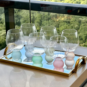 Jogo 6 Taças Base Esfera para Vinho Mix de Cores 450ml