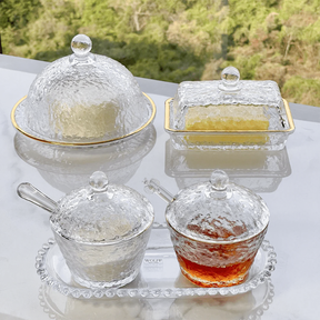 Kit Mesa Posta Cristal Martelado Petra 4 Peças