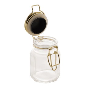 Kit 4 Porta Temperos Herméticos Vidro e Metal Dourado