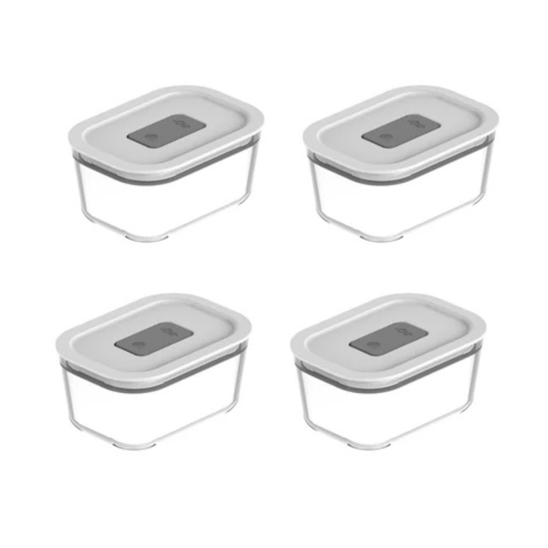Kit 4 Potes Herméticos de Vidro Fresh Lock 370ml