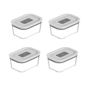 Kit 4 Potes Herméticos de Vidro Fresh Lock 370ml
