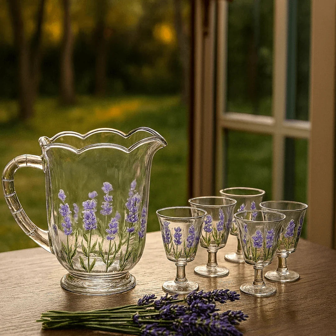 Kit Mesa Posta de Cristal Lavanda 15 Peças