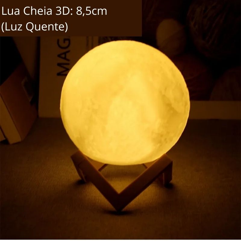 Luminária Abajur Lua Cheia 3D