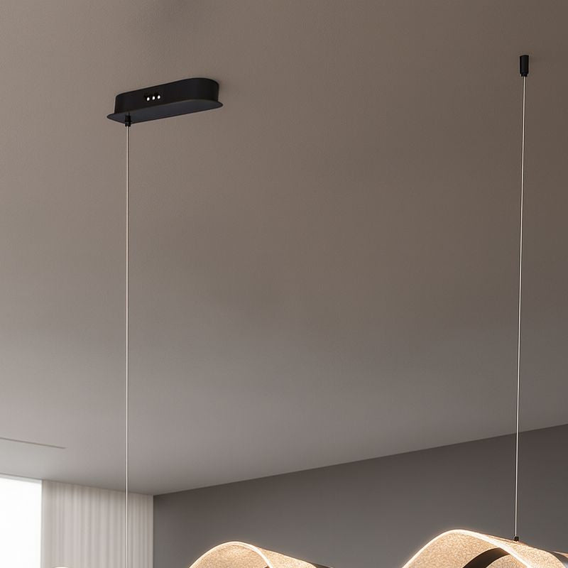 Lustre Pendente de Luxo Ondas em Efeito Cristal LEDZ - 80cm - Preto ou Dourado
