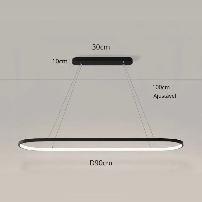 Lustre Pendente Moderno Minimalista Elipse Ledz - 70cm/90cm
