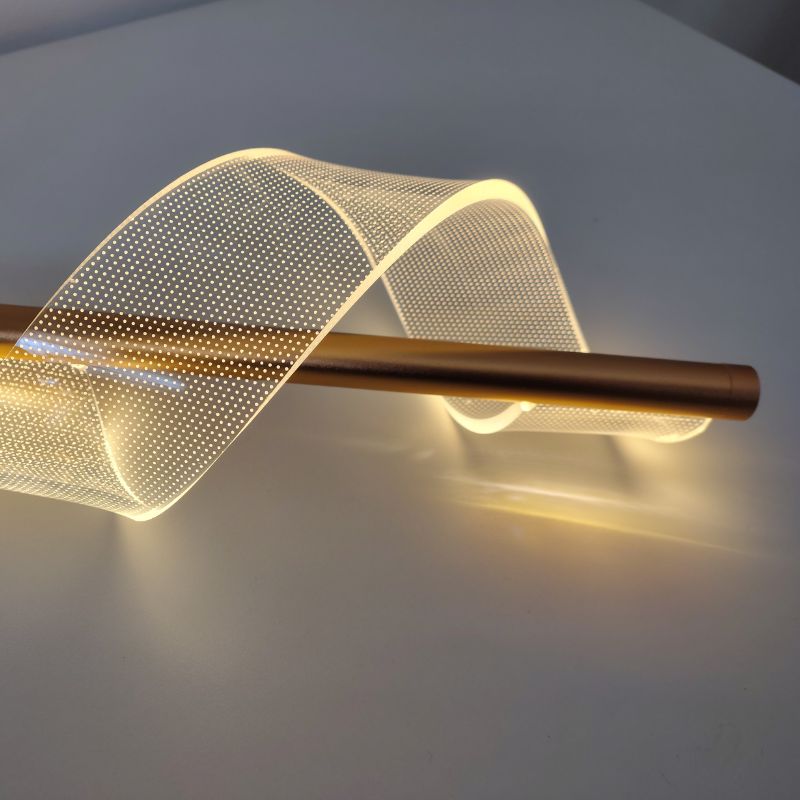 Lustre Pendente Espiral Acrílico LEDZ – Dourado/Preto – 1 ou 2 Pendentes