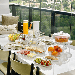 Kit Mesa Posta Cristal Martelado Petra 4 Peças