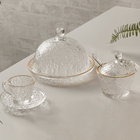 Kit Mesa Posta Cristal Martelado Petra 4 Peças