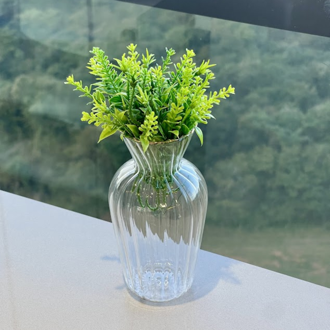 Mini Vaso com Borda Dourada G 15cm