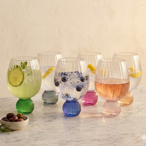Jogo 6 Taças Base Esfera para Vinho Mix de Cores 450ml