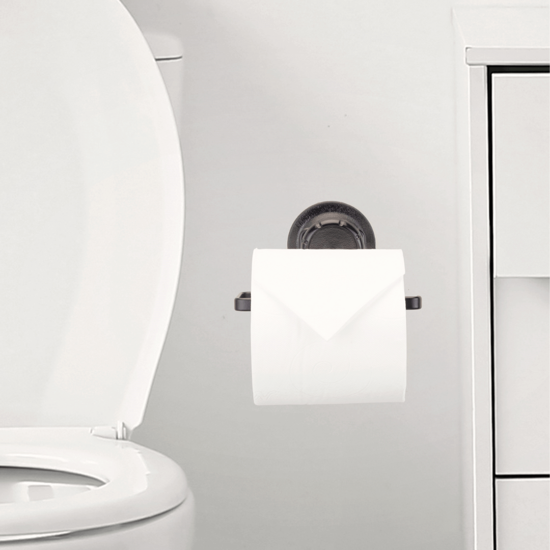 Porta Papel Higiênico Fixação Sucção Ventosa Preta