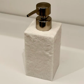 Porta Sabonete Liquido Polirresina Branco com Pump Metalico