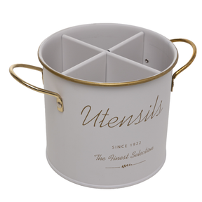 Porta Talheres de Metal Olina Off White 13,5cm