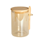 Pote Hermético de Vidro Âmbar com Tampa e Colher de Bambu 900ml