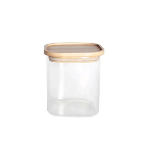 Pote Hermético de Vidro com Tampa Empilhável de Bambu 800ml
