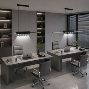 Lustre Pendente Minimalista Linear Slim com Foco em LED Central Pulse LEDZ – Preto – 100cm